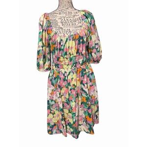 GAP Womens Linen Floral Off Shoulder Dress Size Large Boho Cottagecore